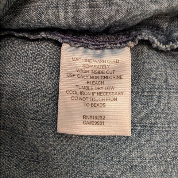 Denim Jacket Embroidered Beaded  Women Blue 14P - Picture 8 of 8